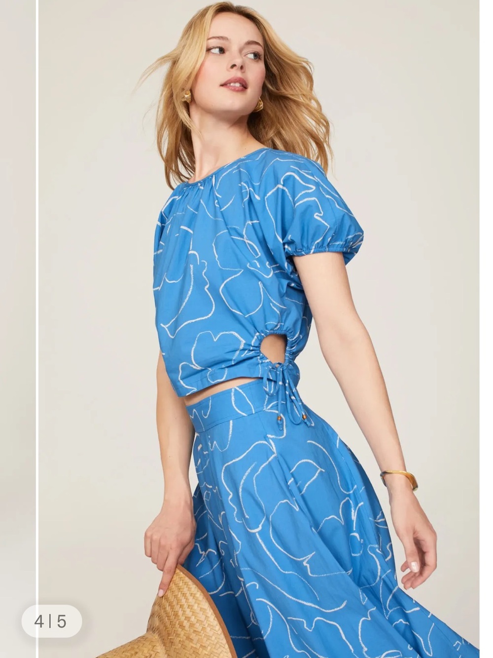Madewell Signature Cotton Poplin Maxi Skirt in Abstract Blue Floral Size 6 - Picture 4 of 8